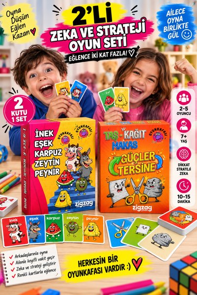 OYUNKAFASI 2’li Zeka ve Strateji Oyun Seti İnek Eşek Karpuz Zeytin Peynir + T...