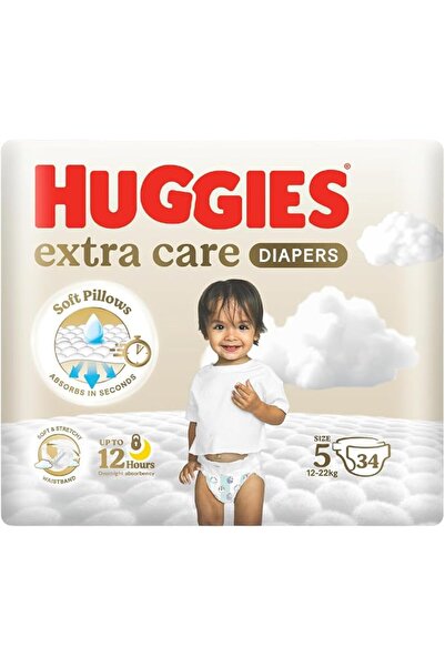 Huggies Extra Care, Size 5, 12-22 kg, Value Pack, 34 Diapers