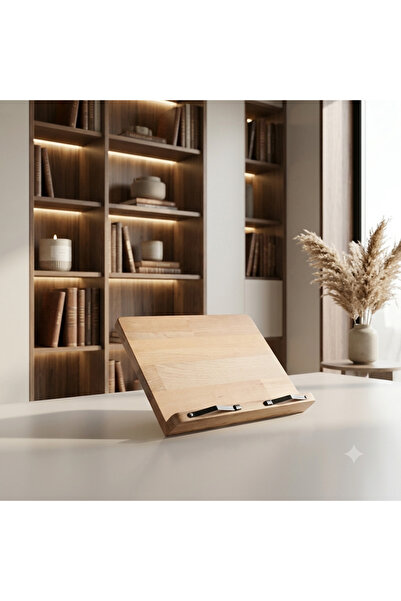 Doğal Kayın Ağacı Kitap&Tablet Standı