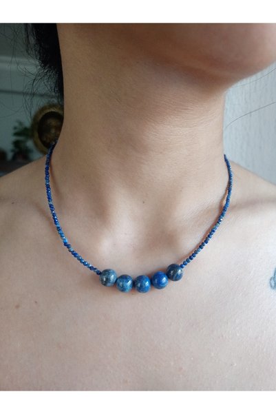 Mudita Tasarım 2 mm ve 10 mm orijinal gerçek doğal Lapis Lazuli taşı tasarım ...