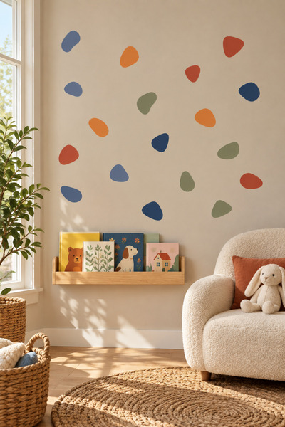alışveriş kurdu Colorful Polka Dots Wall Sticker Set Ceiling Wall Glass Baby Kids Room 42 Pieces Erasable Water Resistant Decorative Sticker