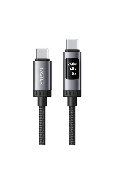Metrik Fasterers FASTER D8 240W USB-C to USB-C Cable, 3.9 ft, Real-time OLED ...