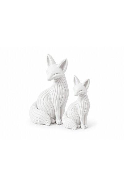 OEM Set decorativ 2 figurine vulpi 'Vulpe Elegantă', Design modern cu linii f...