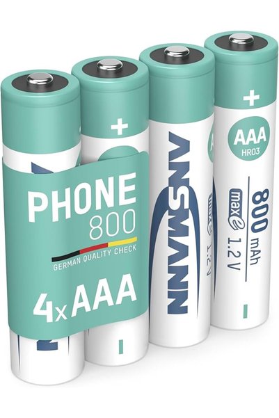 ANSMANN AAA DECT Phone Batteries [Pack of 4] Rechargeable 800 mAh NiMH High C...