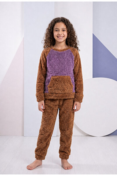 Generic Children's Pajamas Winter 2 Pieces-Brown-7 Years Old