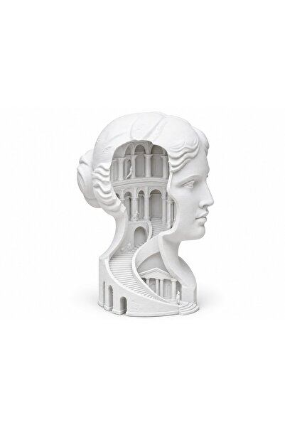 OEM Figurină decorativă arhitecturală, bust artistic cu interior de palat, albă.