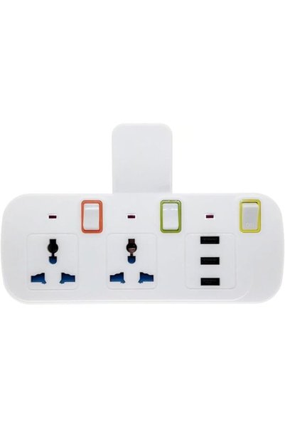 West Biking 2 مقبس طاقة و3 منافذ USB - قدرة مقدرة 2500 واط - لون أبيض - متواف...
