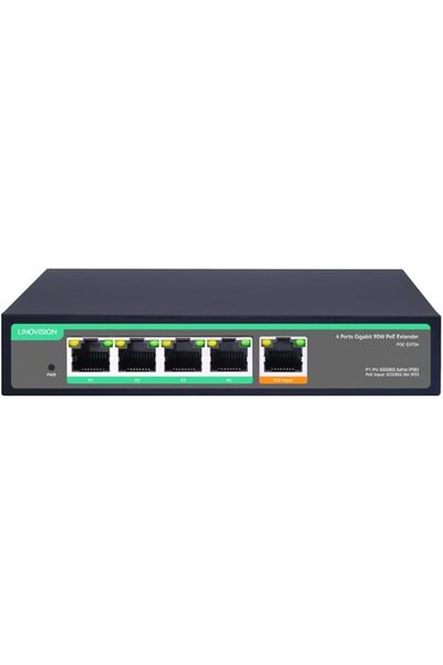 LINOVISION موسع شبكة جيجابت PoE بـ 4 منافذ مع مدخل طاقة PoE بقوة 90 واط، مكرر...