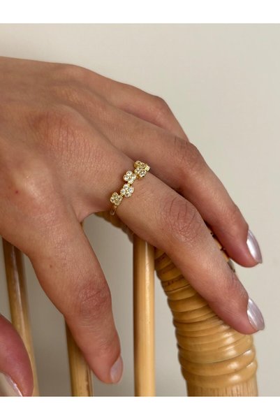 nunu takı Four Leaf Clover Gold Ring