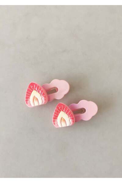 Halley Concept Strawberry Figured Pink Clamp Buckle 4.5X2.5 cm