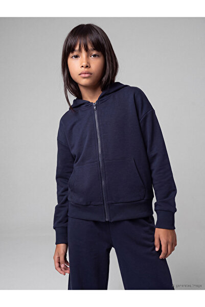 LC Waikiki Alita City Navy Blue Hooded Girls' Soft Touch Zippered Sweatshirt ...
