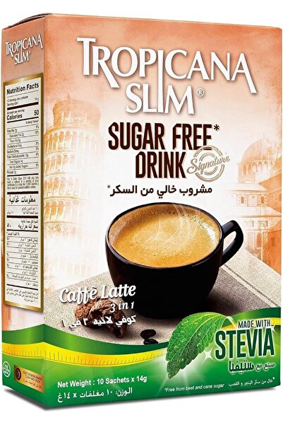 Tropicana Slim مشروب كافيه لاتيه خالٍ من السكر - 10 أكياس