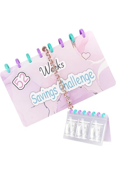 Arabest 52-Week Savings Challenge Budget Binder with Cash Envelopes,Pink Budg...