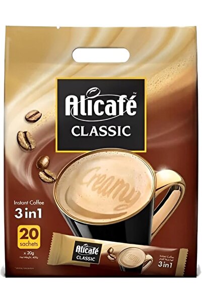 ALICAFE قهوة كلاسيكية سريعة التحضير 3 في 1، 20 جرام، عبوة تحتوي على 30 قطعة