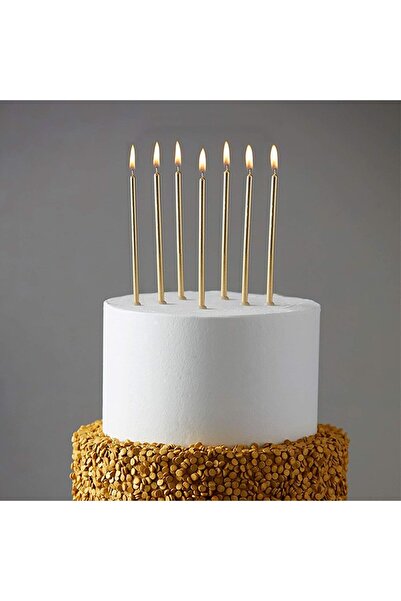 Arabest 6 Pcs Metallic Birthday Candles with Holders,Long Thin Cake Candles f...