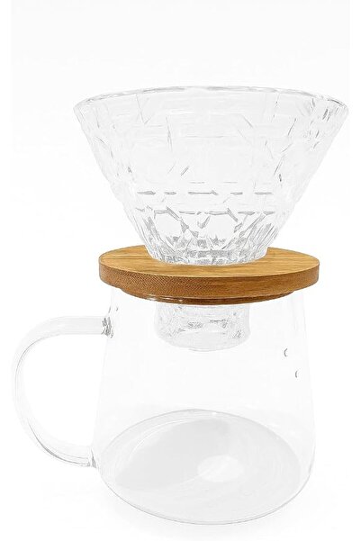 Generic طقم تقطير v60 آلة قهوة مكون من قمع وسفر زجاج قطعتين