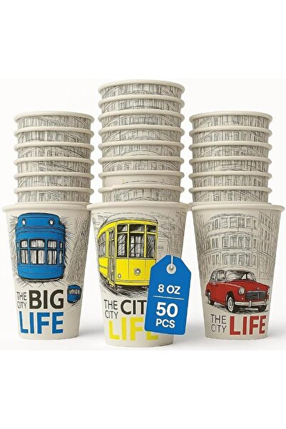 SmartClass LINA STAR Premium Paper Cups 8oz | Stylish Urban Collection (Big C...