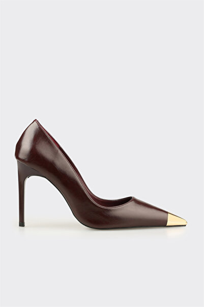 Elle Shoes Bordo Deri Kadın Stiletto