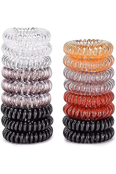 Arabest 17 Pcs Transparent Spiral Hair Ties,Waterproof No Crease Ponytail Hol...