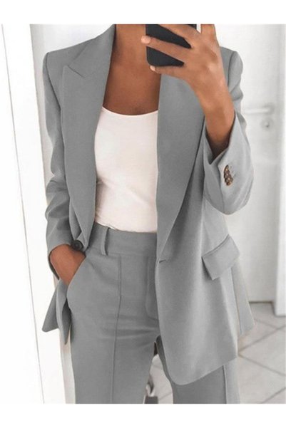 Generic Brand Patchwork Regular Fit Women's Blazer Set