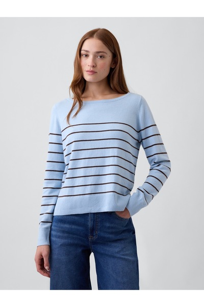 GAP Kadın Açık Mavi Relaxed Jersey Boatneck Kazak
