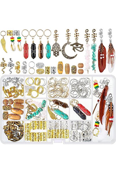 Arabest 150 Pcs Hair Jewelry for Braids,Gold and Silver Metal Hair Ring Cuffs...