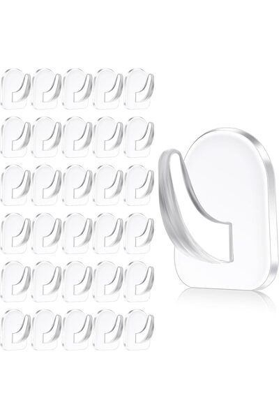Arabest Clear Adhesive Wall Hooks,30-Piece Heavy Duty Removable Hanging Hooks...
