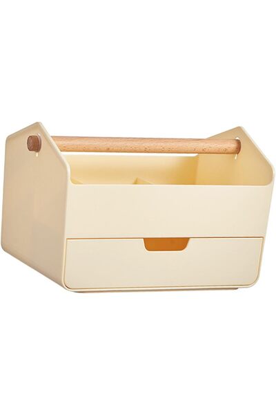 Arabest Desktop Organizer Storage Box with Drawer and Wooden Handle,Stationer...
