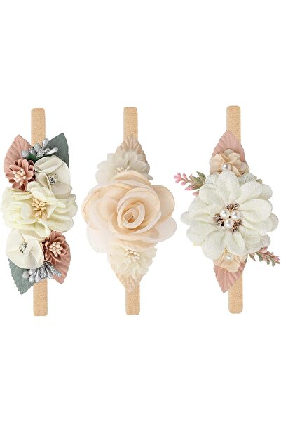 Arabest 3 Pack Baby Girl Nylon Floral Headbands,Elastic Hair Wraps for Infant...