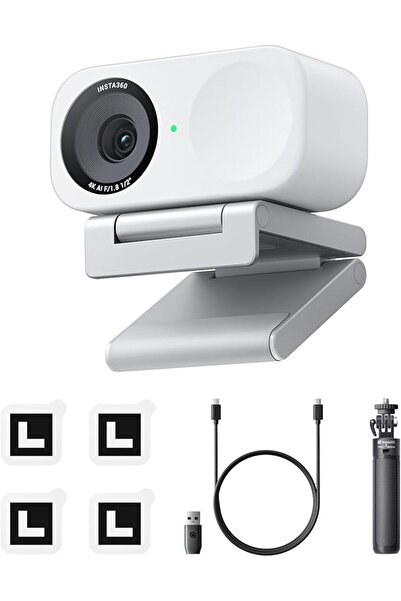 Insta360 Link 2C Tripod Bundle Arctic White - 4K Webcam for PC/Mac