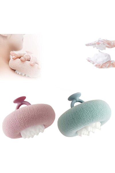 Arabest 2-Piece Bath Shower Sponge and Silicone Body Brush Set,Exfoliating Sc...
