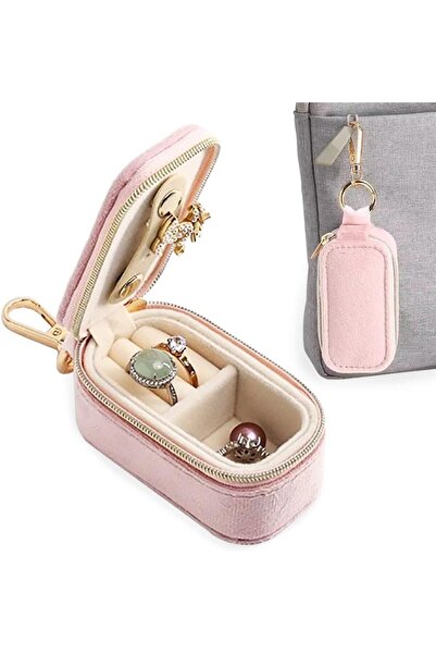 Arabest Velvet Mini Travel Jewelry Case,2-in-1 Ring Holder Keychain Organizer...