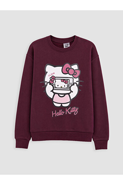 LC Waikiki Alita City Farkıyla Lcw Kids Purple Oval Collar Hello Kitty Printe...