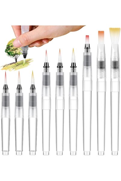 Arabest 9 Pcs Watercolor Brush Pens,Refillable Water Soluble Paint Brushes fo...