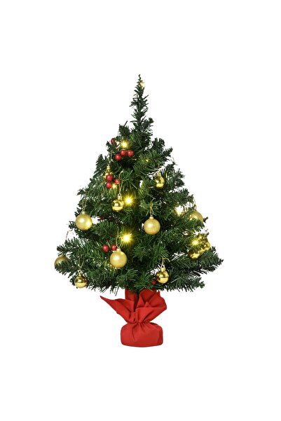 Generic Brand Brad de Crăciun mic de 60cm cu 15 lumini LED și decorațiuni