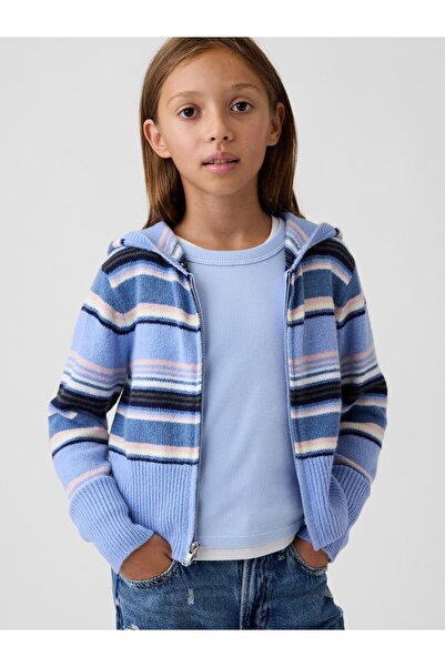 GAP Kız Çocuk Mavi CashSoft Fermuarlı Sweatshirt
