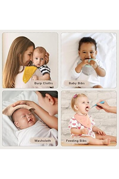 Arabest Cotton Baby Bibs,6 Pack Absorbent Muslin Triangle Drool Towels for Ne...