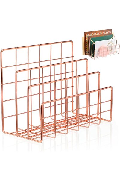 Generic Metal Storage Rack Desktop Organizer Book And Magazine Holder Rose Go...