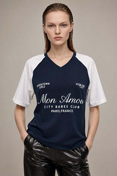 HAKKE Lace Detailed College Oversize T-Shirt
