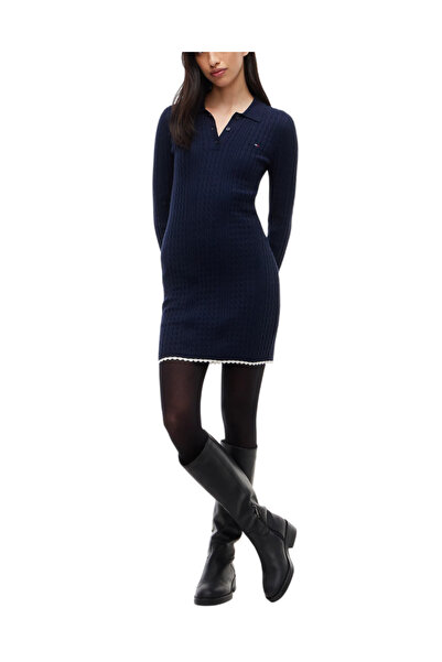 Tommy Hilfiger Γυναικείο Πλεκτό Polo Φόρεμα Navy Μπλε Tommy Jeans DW0DW23317-C1G