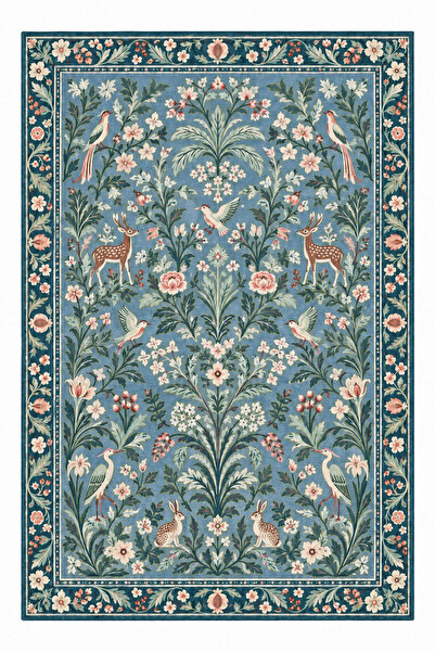 Rugs Modern Halı Rugs Modern Mila Terra 3 Turkuaz, Gri ve Kırık Beyaz İnce Do...