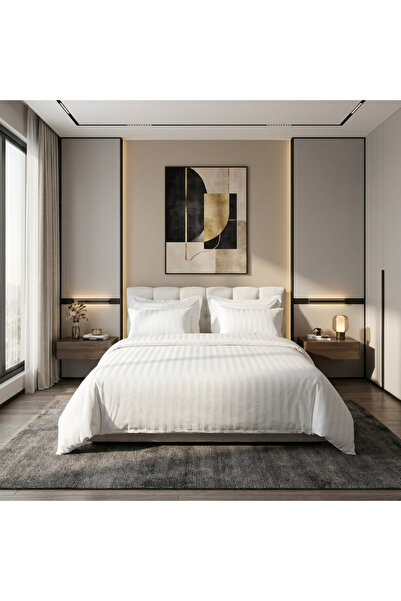 Generic Brand Hotel Bedspread Queen Size Luxury Brushed White 5 Pieces Beddin...