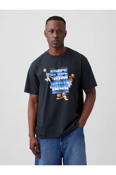 GAP Erkek Siyah WB™ Looney Tunes Everyday Soft Relaxed Grafik Baskılı T-Shirt