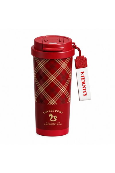 Ominii 520ml Retro Plaid Coffee Cup Anti-Slip Silicone Base Premium Stainless...