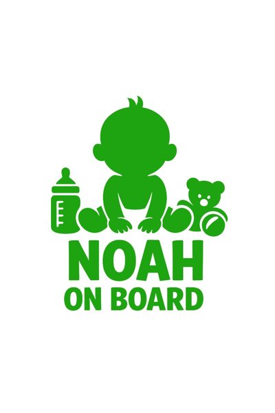 OEM Autocolant auto  "Noah la bord ", 10cm, Verde
