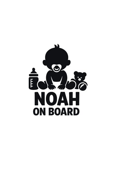 OEM Autocolant auto  "Noah la bord ", 10cm, Negru