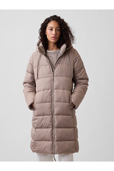 GAP Kadın Bej Relaxed Midi Puffer Şişme Mont