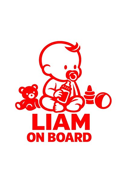 OEM Autocolant auto  "Liam la bord ", 10cm, Roșu