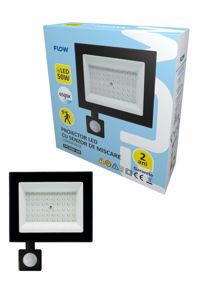 Flow Proiector LED cu Senzor de Mișcare FPL50W-SM, 50W, 6500K lumină rece