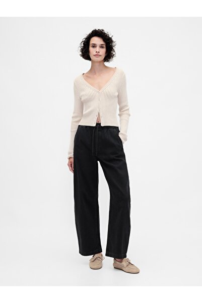 GAP Kadın Siyah High Rise Barrel Jean Pantolon